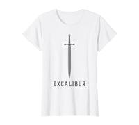 Excalibur La Espada Legendaria en la Piedra del Rey Arturo Camiseta gráfica económica, Mujer, Blanco, XS