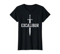 Excalibur La Espada Legendaria en la Piedra del Rey Arturo Camiseta gráfica económica, Mujer, Negro, S
