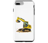 Excavadora amarilla de dibujos animados en tierra - vehículo de construcción Carcasa para iPhone 7 Plus/8 Plus