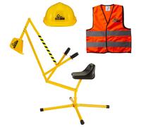 Excavadora de construcci n Big Dig Sandbox Digger, gr a de juguete para montar con chaleco de seguridad, casco y pluma giratoria de 360 grados pa