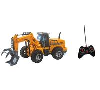 Excavadora de juguete teledirigida RC con luces LED para obras de construcción, mando a distancia, para niños, excavadora, tractor, excavadora, excavadora radiocontrolada, vehículos de trabajo