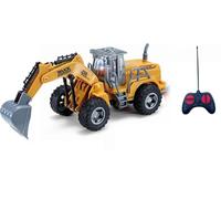 Excavadora de juguete teledirigida RC con luces LED para obras teledirigidas para niños bulldozer tractor, excavadora, excavadora radiocontrolada, vehículos de trabajo, martillo, neumático puerta