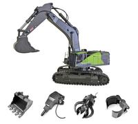 Excavadora RC de aleación, 1:14, 22 canales, 2.4 G, 4 en 1, rotación de 360°, multifuncional, modelo de camión de construcción RC con luces LED, regalos para entusiastas de las excavadoras RC