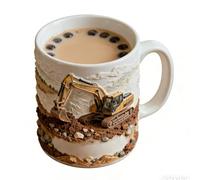 Excavator Coffee Mug -11oz Heat Resistant Cup, Ceramic Drinking Cups with Handle Beverage Tea Milk Espresso Kitchen Drinkware | Perfect for Office Travel Living Room Home Cafe Bedroom School