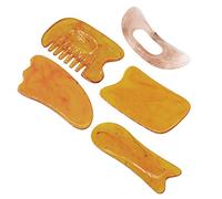 Exceart 1 Juego De 5 Piezas Gatillo Guasha Placa De Masaje Corporal Peine Herramienta De Masaje Chino Para Ojos Junta Cabeza Tabla De Masaje De Resina Facial Natural Perro De Masaje Cuerpo
