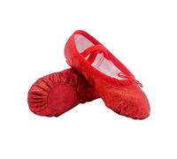 EXCEART 1 par de Zapatos de Ballet de Cuero de La PU Zapatillas de Ballet de Completa con Purpurina con Zapatos de Baile con Banda Elástica para Niños Pequeños Talla de Mujer 31 (Rojo)