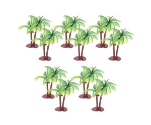 EXCEART 10 Unidades Mini Palmeras Artificiales de Plástico Verde Diseño Realista y Tamaño Miniatura para Decoración de Paisajes Ferroviarios y Ambientes Tropicales