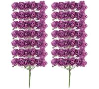 EXCEART 144 Piezas Flor De Papel Rosa Flores De Papel Falsas Rosas Decorativas para Artesanías Miniflores De Papel Rosas De Papel Artificiales Falso Mini Papel Púrpura Novia Ramo Mini Rosa