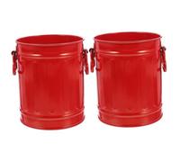 EXCEART 2 Piezas cubeta de almacenamiento de escritorio papelera escritorio Organizador de pinceles y cosméticos bote de basura de mesa mini macetas recipiente metalico con tapa Guapo rojo