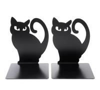 EXCEART 2 Piezas Sujetalibros de Gato Negro de Hierro, Organizador | Set Sencillo para Archivos y Revistas, Evita Caídas en Estantes, Adecuado para Despacho y Estudio