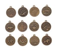 EXCEART 24 Piezas 12 Colgantes de Constelación Dijes de Signo Del Zodiaco Dijes de Astrología Del Zodiaco Colgante de Signo de Horóscopo Dijes para Hacer Joyería Artesanal DIY Suministros