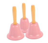 EXCEART 3 Piezas Campana Mano Metálica Rosa para Aula y Servicio Campana Pequeña Portátil con Mango de Madera Timbre de Atención para Emergencia y Hotel o Casa