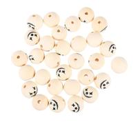 EXCEART 30 Piezas Cuentas Redondas de Madera para Manualidades Diy, Fáciles de Ensartar, Ideales para Ambientación de Halloween y Proyectos Creativos