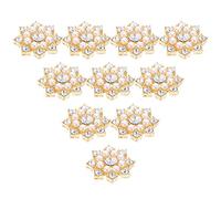 EXCEART 50pcs Cristal Copo De Nieve Perla Rhinestone Applique Adornos Para Botones Broches Artesanía Fabricación De Joyería Diadema Vestido Clip Decoración Dorado