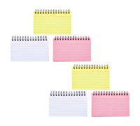 EXCEART 6 Piezas Tarjetas Espirales Rayadas de 7,6x12,7cm para Planificación y Estudio, Papel Portátil con Líneas para Estudiantes y Oficina, Cuaderno Pequeño