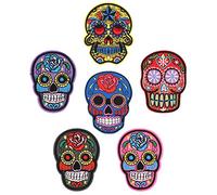 EXCEART 6Pcs Bordados de Calavera para Planchar/Coser en Apliques Autoadhesivo Bordado Personalizado para Mochila Geniales para Hombres Mujeres Niños