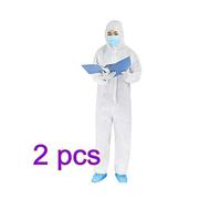 EXCEART Bata Médica de 2 Piezas Bata de Aislamiento Bata de Hospital Batas Médicas Desechables Bata Médica Batas de Examen para Médicos Enfermera Hospital Uso en El Hogar (Blanco)