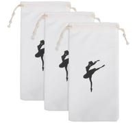 EXCEART Bolsa para Zapatos de Ballet Ligera y Fácil de Limpiar, 3 Piezas de Algodón y Poliéster, Adecuado para Guardar y Transportar Zapatillas de Baile en Color Blanco