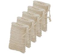EXCEART Bolsas para Jabón de Algodón y Lino 5 Piezas Red Espumadora con Cordón Ajustable Reutilizable y Lavable para Ducha y Exfoliación Corporal Ahorro de Jabón y Cuidado Piel