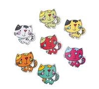 EXCEART Botones De Madera Decorativos Gato, 50 Piezas Mezcladas Con Pintura Aleatoria, 2 Agujeros, Para Costura, Manualidades, DecoracióN De Ropa