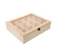 EXCEART Caja Organizadora de Bolas de Secadora de Madera Beige con Tapa, Divisores Internos para Almacenamiento Protegido y Optimización del Espacio en Lavandería