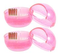 EXCEART Cepillo de Limpieza para Brocas de Uñas 2 Piezas, Desmontable Cerdas de Acero Duro y Suave, Estuche Portátil Rosa Fucsia para Manicura Profesional y Uso en Salones