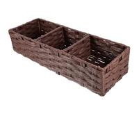EXCEART Cesta de Almacenamiento 3 Compartimentos y Asa en Plástico Color Café para Organizar Pinceles y Servilletas en Cocinas y Dormitorios