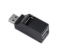 EXCEART Concentrador USB 2.0 de 3 Puertos Mini para PC y Portátil, Adaptador Compacto sin Alimentación Externa, Negro, Compatible Discos Duros y Periféricos, Adecuado para Informática