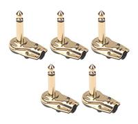 EXCEART Conector de Pedal de Efecto para Guitarra Eléctrica 6,35mm de Metal Dorado, Pack de 5 Unidades Función de Conversión y Ahorro de Espacio para Pedal Board