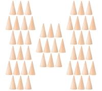 EXCEART Conos de madera para manualidades, 5 cm de altura, conos para manualidades, 50 unidades, mini árbol de Navidad, modelado, artesanía, proyectos escolares, Navidad, fiestas, decoración