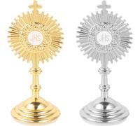 EXCEART Crucifijo De Pie con Base De Metal, Jesús En La Cruz Católica, Adorno De Metal para Dormitorio y Mesa De Altar, 2 ., Aleación De Zinc, Dorado