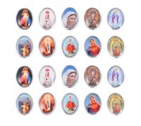 EXCEART Cruz de Jesús Virgen María Esmalte Catolico Nuestra Señora Medalla Floral Rosario Centro de Mesa Aleación Crucifijo Ovalado Cuentas 40 Piezas