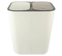 EXCEART Cubo de Basura Doble Compartimento Tapa Pulsador para Reciclaje Doméstico en Cocina y Oficina, Plástico Pp Blanco Diseño Simple y Versátil