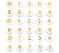 EXCEART Cuentas Acrílicas Planas Números Dorados 100 Piezas para Pulseras DIY Accesorios de Bisutería para Manualidades Cuentas Numéricas Decorativas para Joyería Personalizada