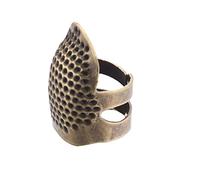 EXCEART Dedal De Costura Ajustable De LatóN, Protector De Dedos Antideslizante Para Coser a Mano, Herramienta Retro Para Manualidades Y ReparacióN De Materiales Como Cuero Y Lonas