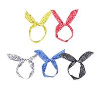 EXCEART Diadema de Mujer de Tela Estampada, Accesorio Multifuncional 5 Piezas Lazo Retorcido y Orejas de Conejo Color Aleatorio para Obsequio y Cosplay
