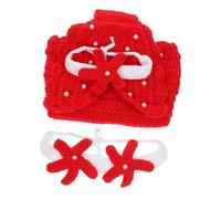 EXCEART Disfraz Sirenita Rojo para Niña Recién Nacido Traje de Punto para Fotografía Infantil y Accesorios para Sesión de Fotos