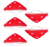 EXCEART Gorros de Seta Roja con Motas 5 Piezas, Sombreros Grandes de Tela Suave 40 Cm para Fiesta Navideña, Cosplay y Disfraces de Cuento de Hadas