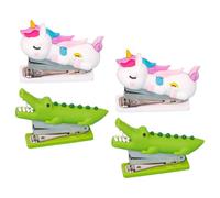 EXCEART Grapadora Portátil de Escritorio 4 Piezas Diseño de Animales Mini, Tamaño Pequeño, Colores Surtidos, para Estudiantes y Suministros de Oficina Divertidos