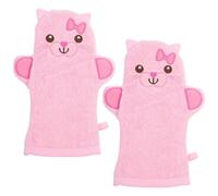 EXCEART Guantes de Baño Limpieza Efectiva para Bebés 2 Piezas Diseño de Animales de Algodón Rosa y Secado Rápido, Ideales para Viajes de Fin de Semana