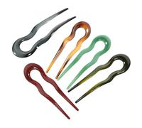 EXCEART Horquillas Pelo en Forma de U Grandes 5 Piezas Acabado Brillante, Diseño Vintage Chino, Accesorios para Cabello de Novia y Moños, Palillos de Plástico Multicolor (verde, Amarillo,
