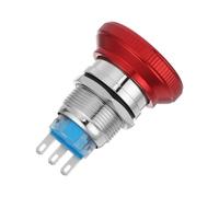 EXCEART Interruptor de Parada de Emergencia con Cabezal Tipo Hongo Rojo de 19 mm, 3 Pines, Metal, Función SPDT, IP65, para Control de Potencia en Entornos Industriales y al Aire Libre