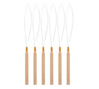 EXCEART Kit de 6 Piezas para Extensión de Cabello Bucle de Madera y Gancho de Acero Inoxidable para Enhebrar Microanillos en Peluquería y Peinado DIY