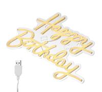 EXCEART Letrero de Neón LED Happy Birthday Alimentación USB Luz Cálida para Decoración de Cumpleaños Letrero Pequeño para Paredes y Fiestas Iluminación Ambiental para Interiores y