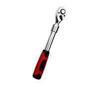 EXCEART Llave Carraca Telescópica Cabeza Giratoria Flexible Reversible Liberación Rápida Mango Antideslizante para Reducidos Rojo