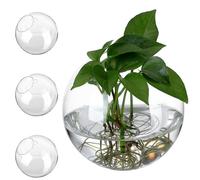 EXCEART Maceta de Vidrio Transparente Colgante de Pared 13.5 Cm, Set de 4 Jardineras para Plantas de Interior, Soporte para Terrario y Estación de Propagación para Decoración de Hogar