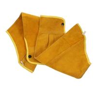 EXCEART Mangas Protectoras para Soldadura de Piel de Vacuno Aislamiento Térmico Par 1 Puño Amarillo y Botón Protección contra Cortes y Quemaduras para Soldadores y Trabajos