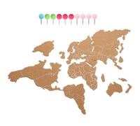 EXCEART Mapa del mundo de tablero de corcho rústico para pared, arte de pared para decorar el hogar, 27.55 x 15.74 x 0.11 in, 1 juego con 10 chinchetas Color Aleatorio