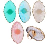 EXCEART Paleta de Manicura de Resina, Anillo para Mezclar Colores y Pigmentos, 5 Piezas, Diseño Único, para Uso Profesional Casa Estilo Aleatorio