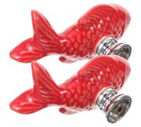 EXCEART Pomos de Cerámica para Armarios y Cajones, Prácticos y Decorativos 2 Piezas Forma de Carpa Herbívora en Color Rojo Ideales para Decoración del Hogar